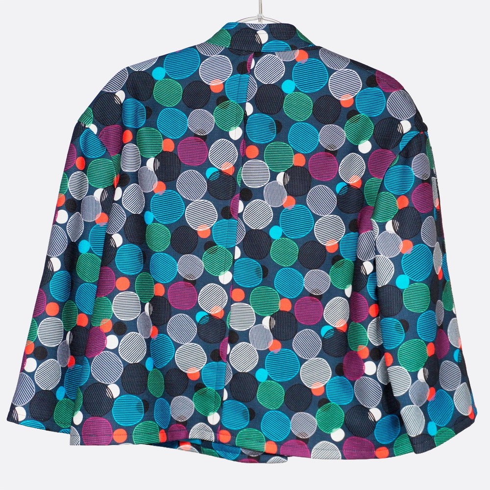 Anne Klein‎ Multicolor Mod Polka Dot Swing Jacket Textured Cropped Blazer 0X L - Picture 3 of 8